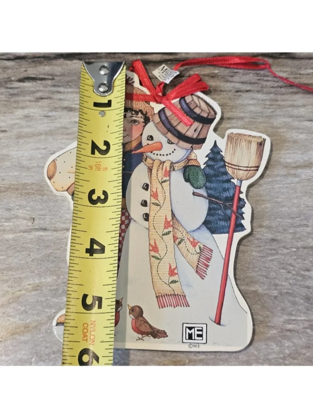 Vintage Mary Engelbreit Winter Pals Ornament Snowman Boy Gift 5.5 Inches